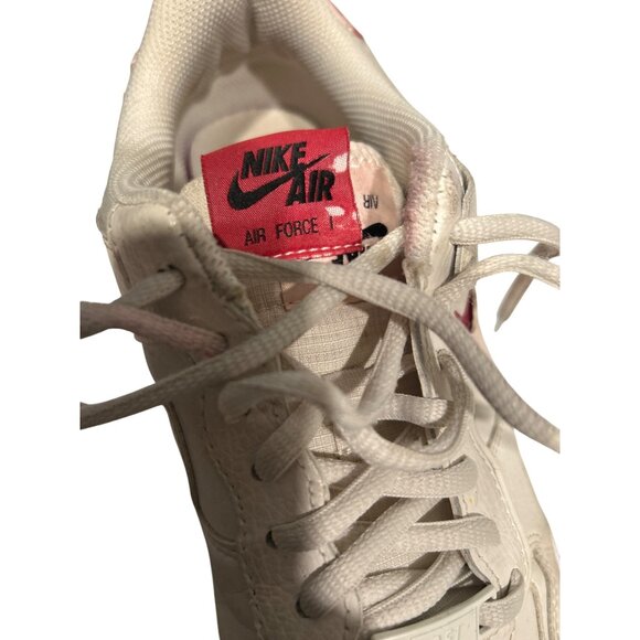 Nike Air Force 1 Shadow Sail Red Leather Low Top Sneakers - Picture 6 of 8